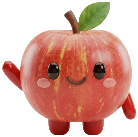 The apple mascot character as it appears in the working prototype.